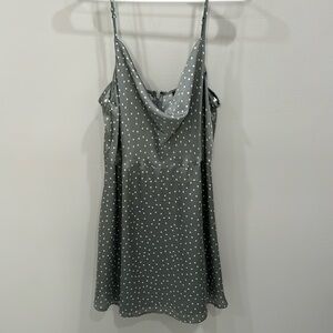 Polka dot silk slip dress with adjustable straps